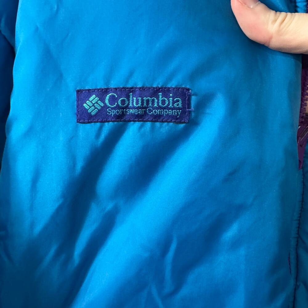 Vintage Columbia Reversible Puffer Jacket Women’s XL Blue Purple Insulated Coat - Picture 7 of 10